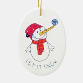Cute laat Snowman sneeuwen met een Snowflake Keramisch Ornament (Achterkant)