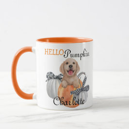 Cute Lab Puppy Dog Grey Oranje Play Hallo Pumpkin Mok