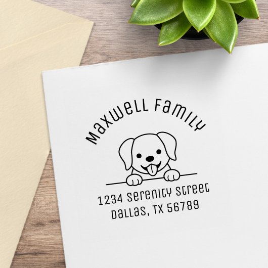 Cute Lab Retriever Dog Family Arch Adres 2 Rubberstempel