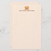 Cute Lab Retriever Dog Peking Custom Text Beige Briefpapier (Voorkant / Achterkant)
