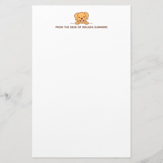 Cute Lab Retriever Dog Peking Custom Text Briefpapier (Voorkant)