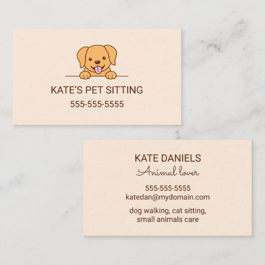Cute Lab Retriever Dog Pet Sitting Service Visitekaartje (Voorkant / Achterkant)