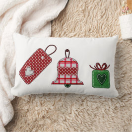 Cute Label Ornament Rood Groen met kerstmis Kussen