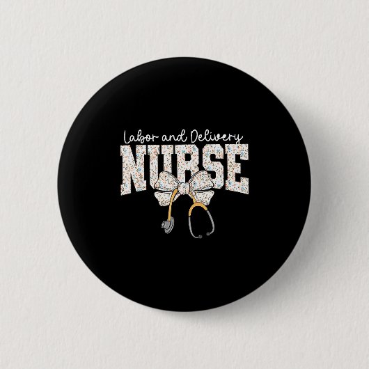 Cute Labor And Delivery Nurse Stethoscope Coquette Ronde Button 5,7 Cm (Voorkant)