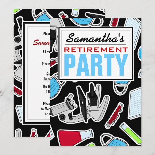 Cute Laboratory Theme Retirement Party Kaart (Voorkant / Achterkant)
