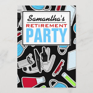 Cute Laboratory Theme Retirement Party Kaart