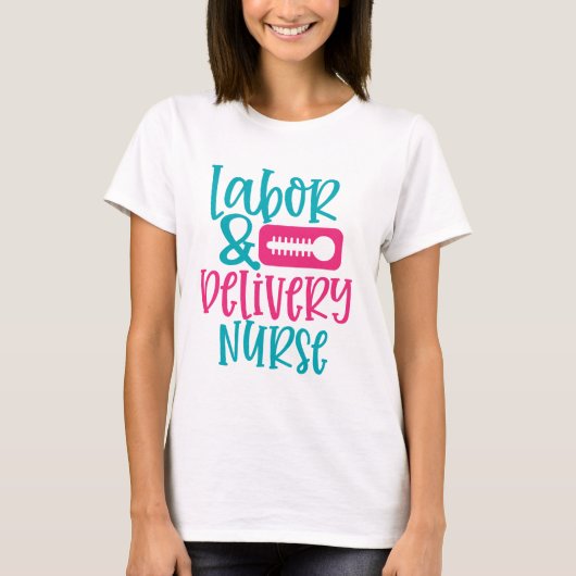 Cute Labour and Delivery Zurse word art T-shirt (Voorkant)