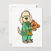 Cute Labradoodle Dog met Teddy Bear Cartoon Briefkaart (Voorkant / Achterkant)