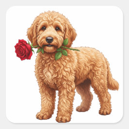 ‏Cute Labradoodle Dog Vierkante Sticker