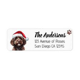 Cute Labradoodle with Santa Hat Etiket