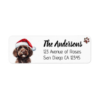 Cute Labradoodle with Santa Hat Etiket