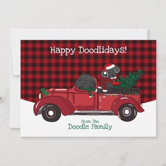 Cute Labradoodles Red Kersttruck Feestdagenkaart (Voorkant)