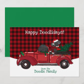 Cute Labradoodles Red Kersttruck Feestdagenkaart (Voorkant / Achterkant)