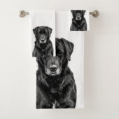 Cute Labrador Black Dog Puppy Pet Sketch Bad Handdoek (Insitu)