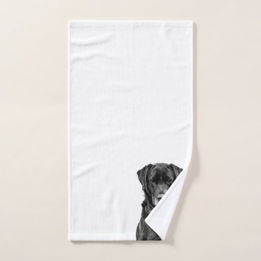 Cute Labrador Black Dog Puppy Pet Sketch Bad Handdoek (Handdoek)
