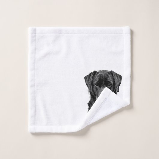 Cute Labrador Black Dog Puppy Pet Sketch Bad Handdoek (Wasdoekje)