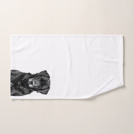 Cute Labrador Black Dog Puppy Pet Sketch Bad Handdoek (Handdoek)