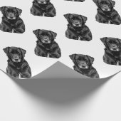 Cute Labrador Black Dog Puppy Pet Sketch Cadeaupapier (Hoek)