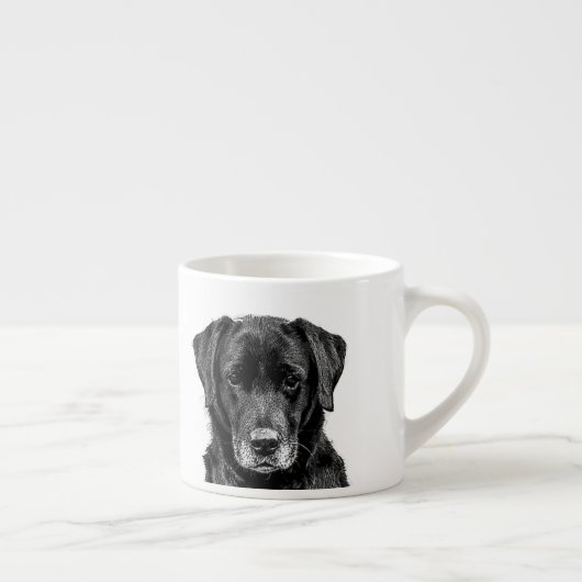 Cute Labrador Black Dog Puppy Pet Sketch Espresso Kop (Rechts)