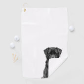 Cute Labrador Black Dog Puppy Pet Sketch Golfhanddoek (Insitu)