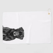 Cute Labrador Black Dog Puppy Pet Sketch Golfhanddoek (Horizontaal)