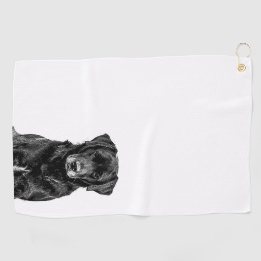 Cute Labrador Black Dog Puppy Pet Sketch Golfhanddoek (Horizontaal)