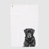 Cute Labrador Black Dog Puppy Pet Sketch Golfhanddoek (Voorkant)
