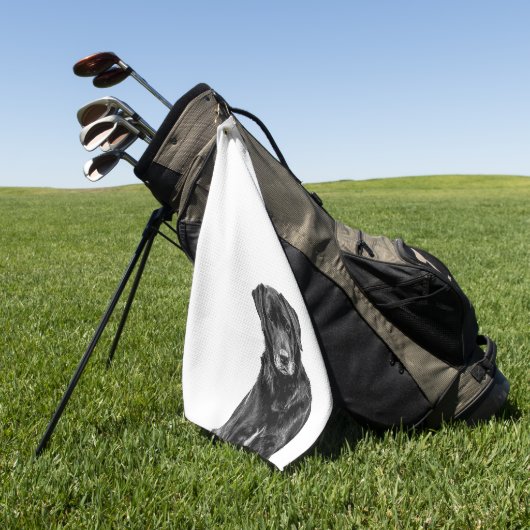 Cute Labrador Black Dog Puppy Pet Sketch Golfhanddoek (Groen)