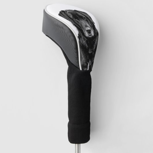 Cute Labrador Black Dog Puppy Pet Sketch Golfheadcover (Schuin)