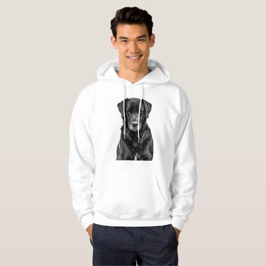 Cute Labrador Black Dog Puppy Pet Sketch Hoodie (Voorkant volledig)