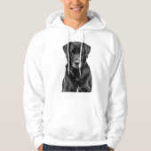 Cute Labrador Black Dog Puppy Pet Sketch Hoodie (Voorkant)