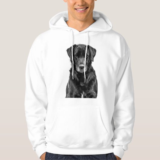 Cute Labrador Black Dog Puppy Pet Sketch Hoodie (Voorkant)