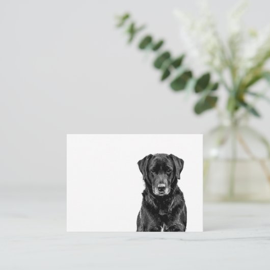 Cute Labrador Black Dog Puppy Pet Sketch Informatiekaartje (Staand voorkant)