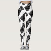 Cute Labrador Black Dog Puppy Pet Sketch Leggings (Voorkant)