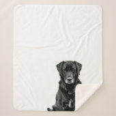 Cute Labrador Black Dog Puppy Pet Sketch Sherpa Deken (Voorkant)