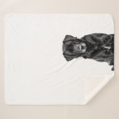 Cute Labrador Black Dog Puppy Pet Sketch Sherpa Deken (Voorkant (horizontaal))