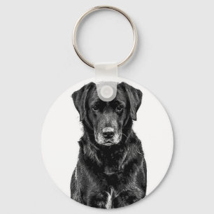 Cute Labrador Black Dog Puppy Pet Sketch Sleutelhanger