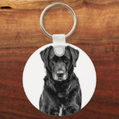 Cute Labrador Black Dog Puppy Pet Sketch Sleutelhanger (Voorkant)