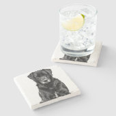 Cute Labrador Black Dog Puppy Pet Sketch Stenen Onderzetter (Zijkant)
