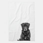 Cute Labrador Black Dog Puppy Pet Sketch Theedoek (Verticaal)
