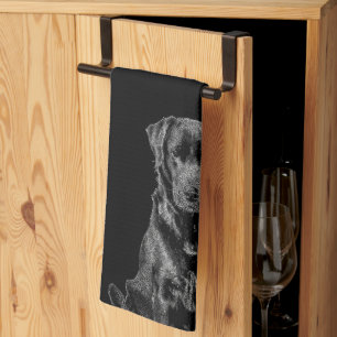 Cute Labrador Black Dog Puppy Pet Sketch Theedoek