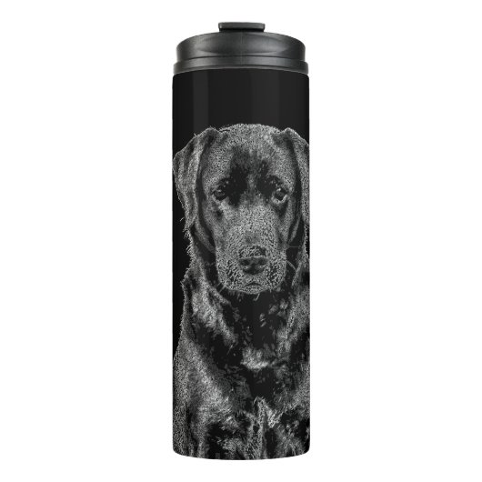 Cute Labrador Black Dog Puppy Pet Sketch Thermosbeker (Voorkant)