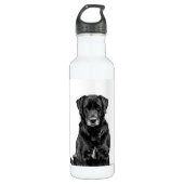 Cute Labrador Black Dog Puppy Pet Sketch Waterfles (Voorkant)