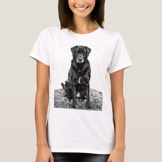 Cute Labrador Black Dog Puppy Pet T-shirt (Voorkant)