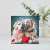 Cute labrador couple valentine's day feestdagenkaart (Staand voorkant)