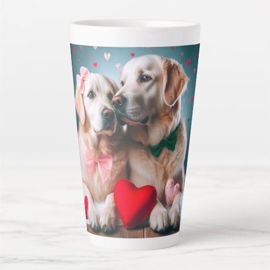 Cute labrador couple valentine's day latte mok (Voorkant)