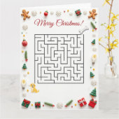 Cute Labrador Dog Christmas Maze Puzzle Holiday Kaart (Gele Bloem)