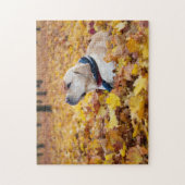 Cute Labrador Dog in Fall Leaves Legpuzzel (Verticaal)