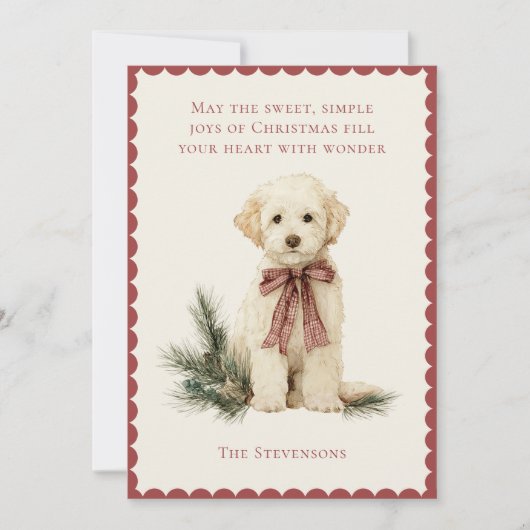 Cute Labrador Dog Pine Red Rustic Christmas Feestdagenkaart (Voorkant)