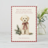 Cute Labrador Dog Pine Red Rustic Christmas Feestdagenkaart (Staand voorkant)
